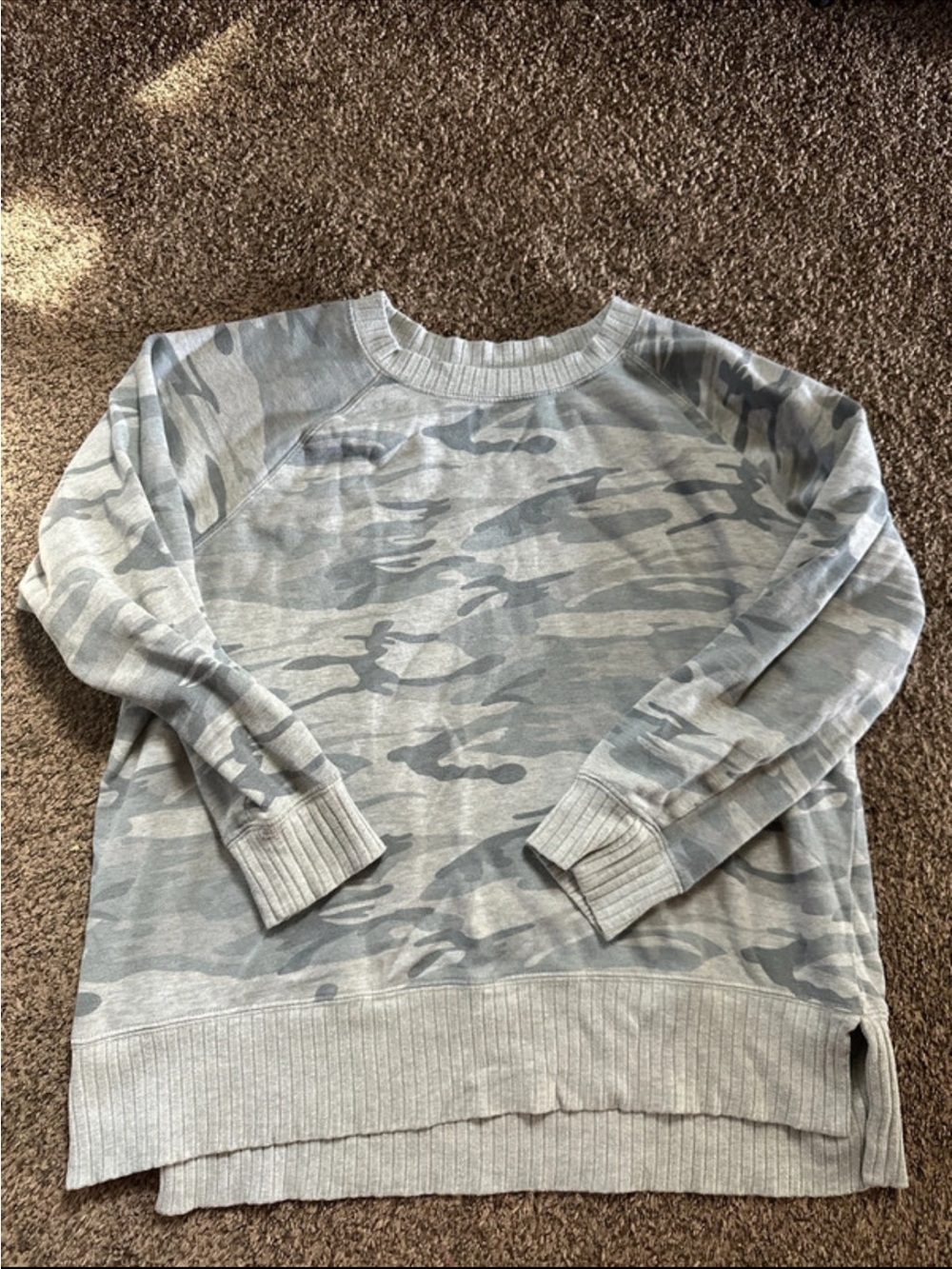 Maurices Light Gray Camo Crewneck Sweater